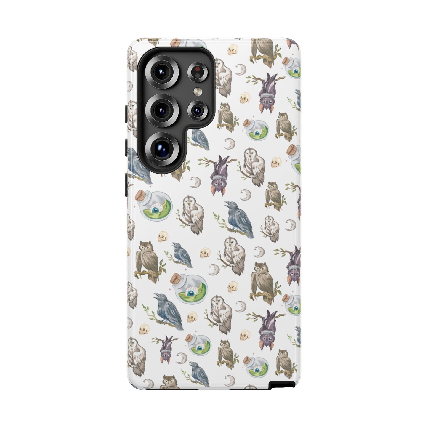 Whimsical Owl Crow Bat Eyeball Tough Phone Case