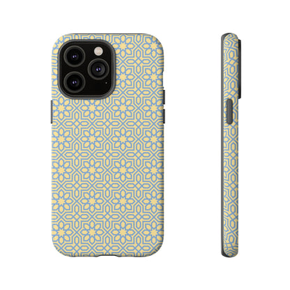 Pastel Yellow & Blue Floral Geometric Tough Phone Case