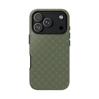 Opulent Dark Green & Gold Vintage Floral Tough Phone Case