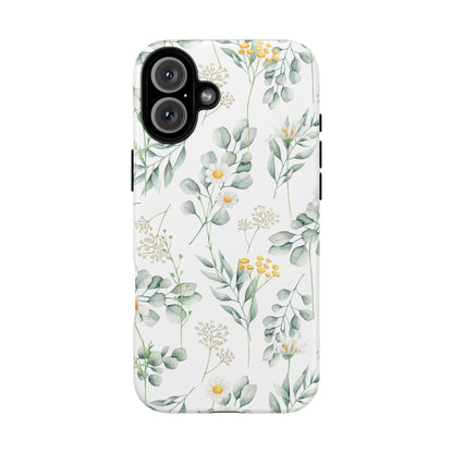 Watercolor Eucalyptus Branches and Daisy Tough Phone Case