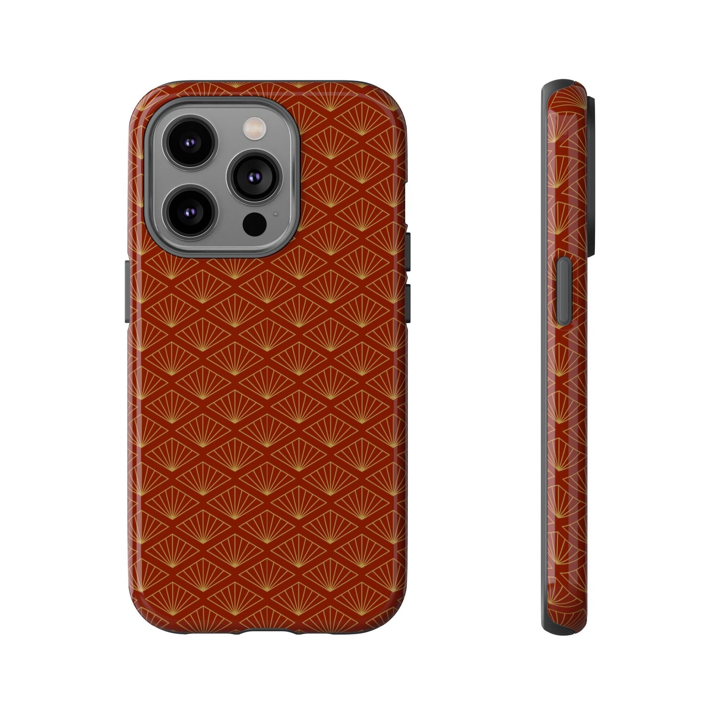 Vintage Brown & Gold Geometric Pattern Tough Phone Case