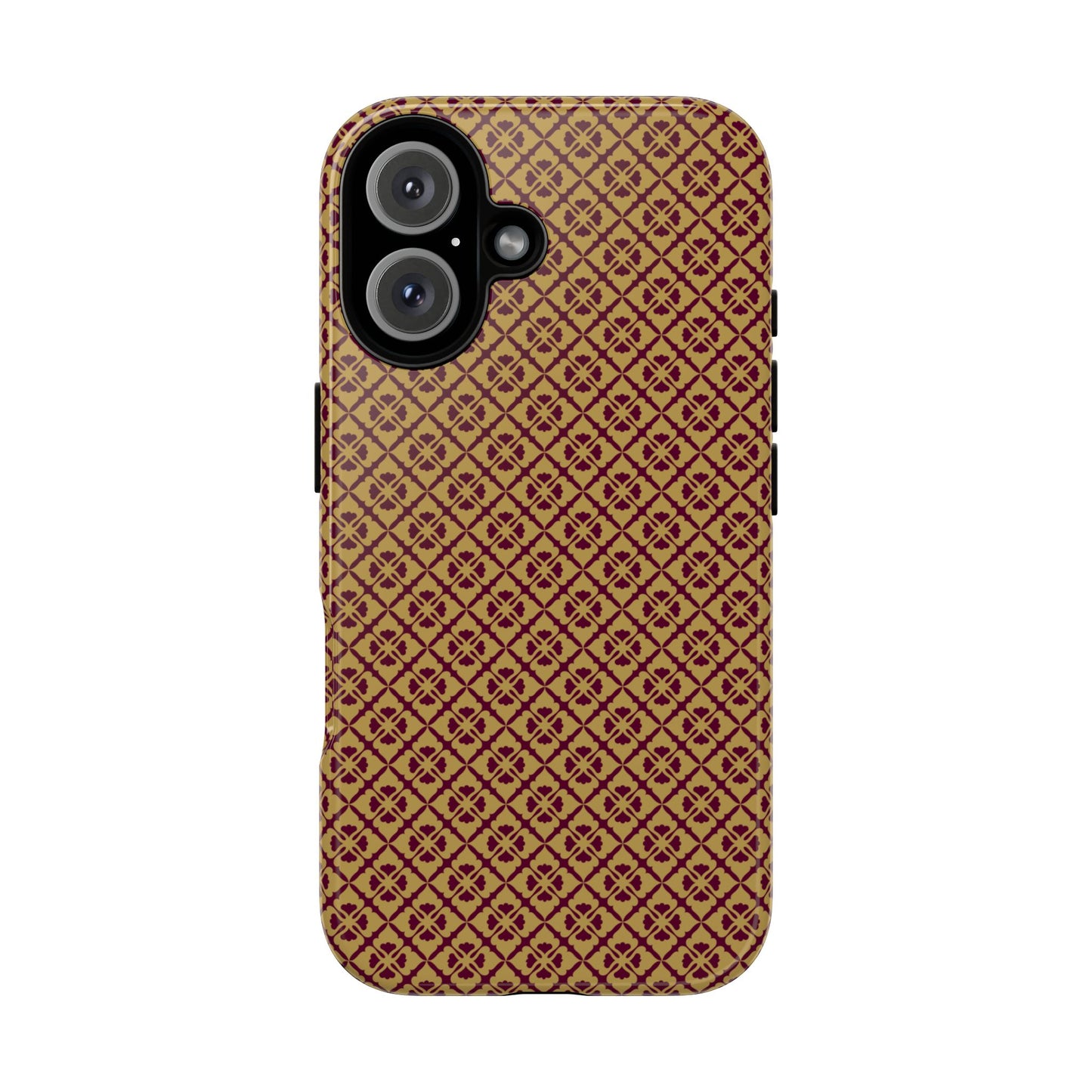 Elegant Burgundy & Gold Interlocking Geometric Tough Phone Case