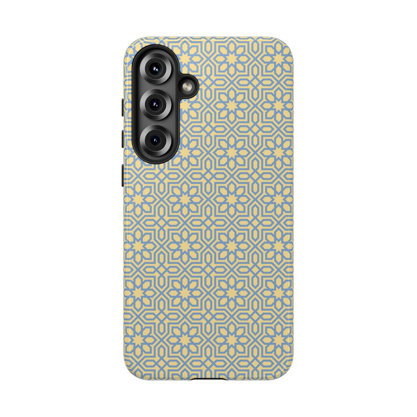 Pastel Yellow & Blue Floral Geometric Tough Phone Case