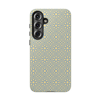 Pastel Yellow & Blue Floral Geometric Tough Phone Case