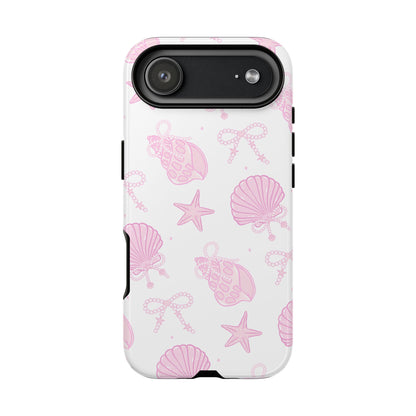 Pink Shell Bow Phone Case, Cute Ocean Inspired Case, Beach Lover Aesthetic Phone Cover, Summer Accessories