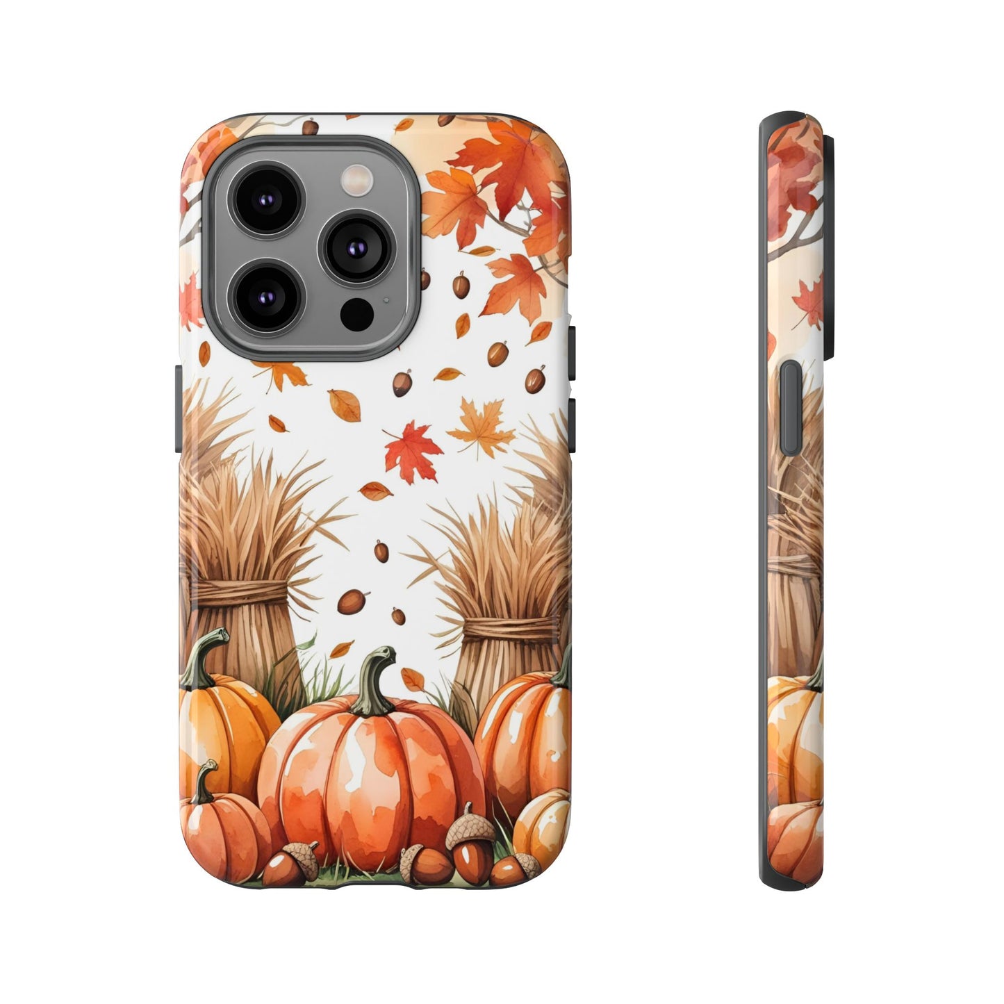 Fall Dry Straw & Pumpkin Tough Phone Case