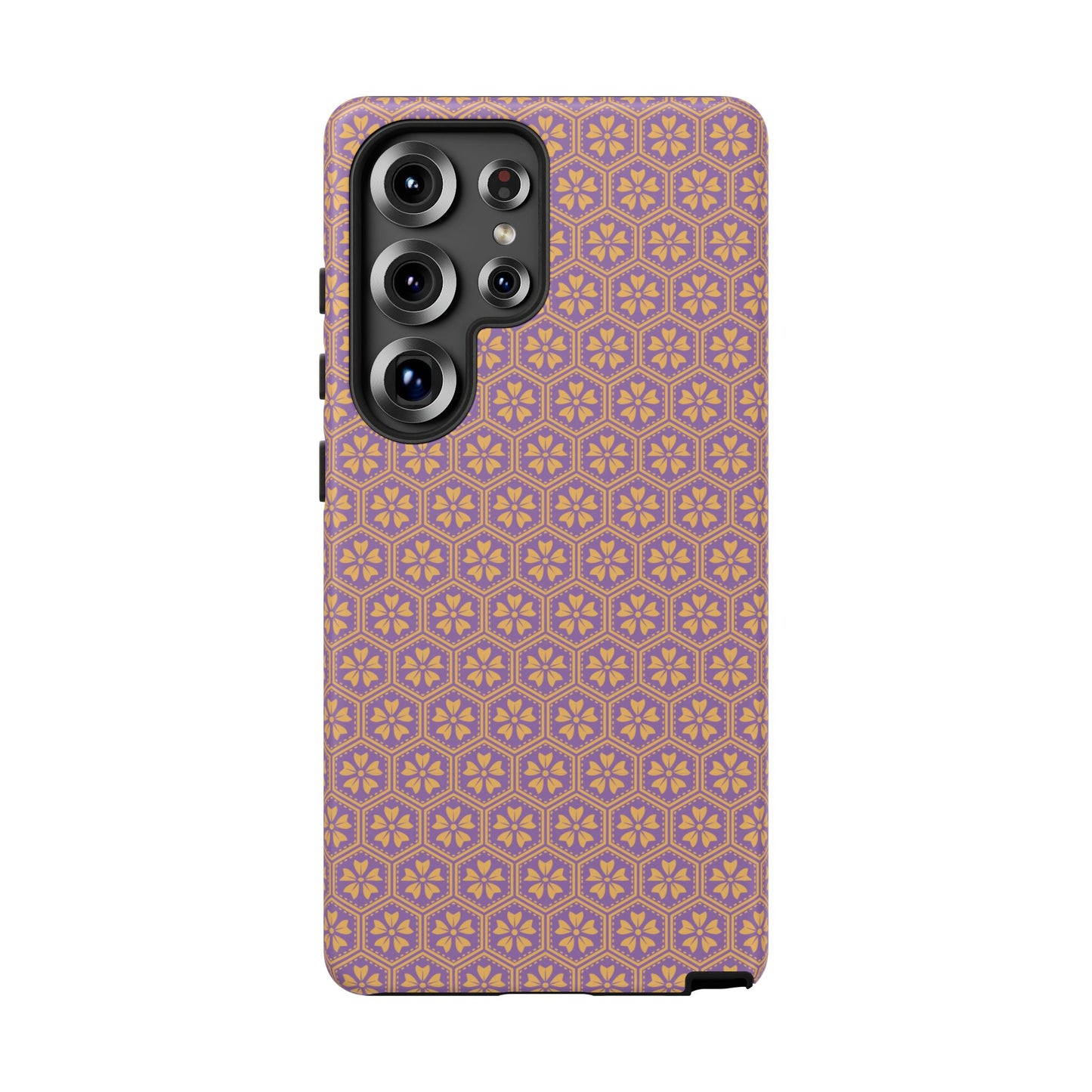 Vibrant Purple & Orange Floral Hexagon Tough Phone Case