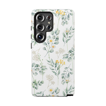 Watercolor Eucalyptus Branches and Daisy Tough Phone Case