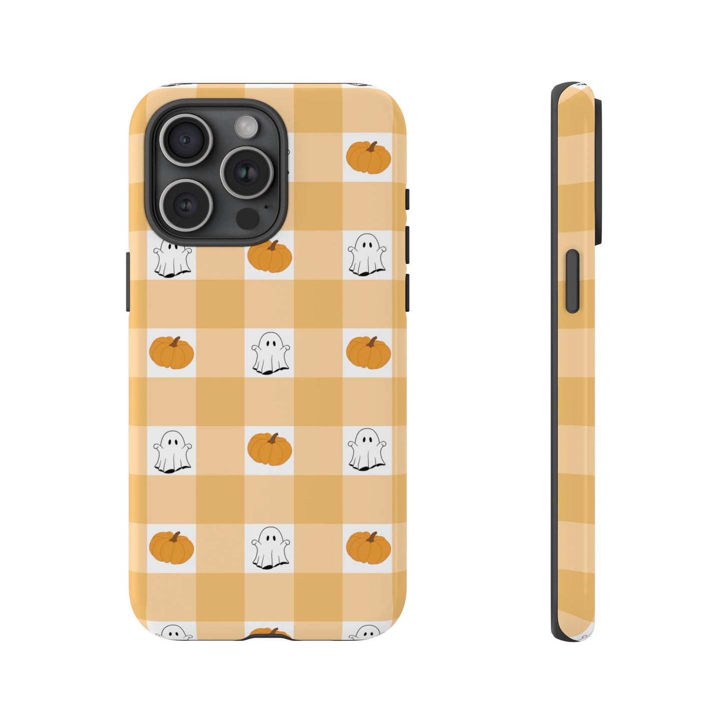 Halloween Ghost And Pumpkin Gingham Plaid Tough Phone Case