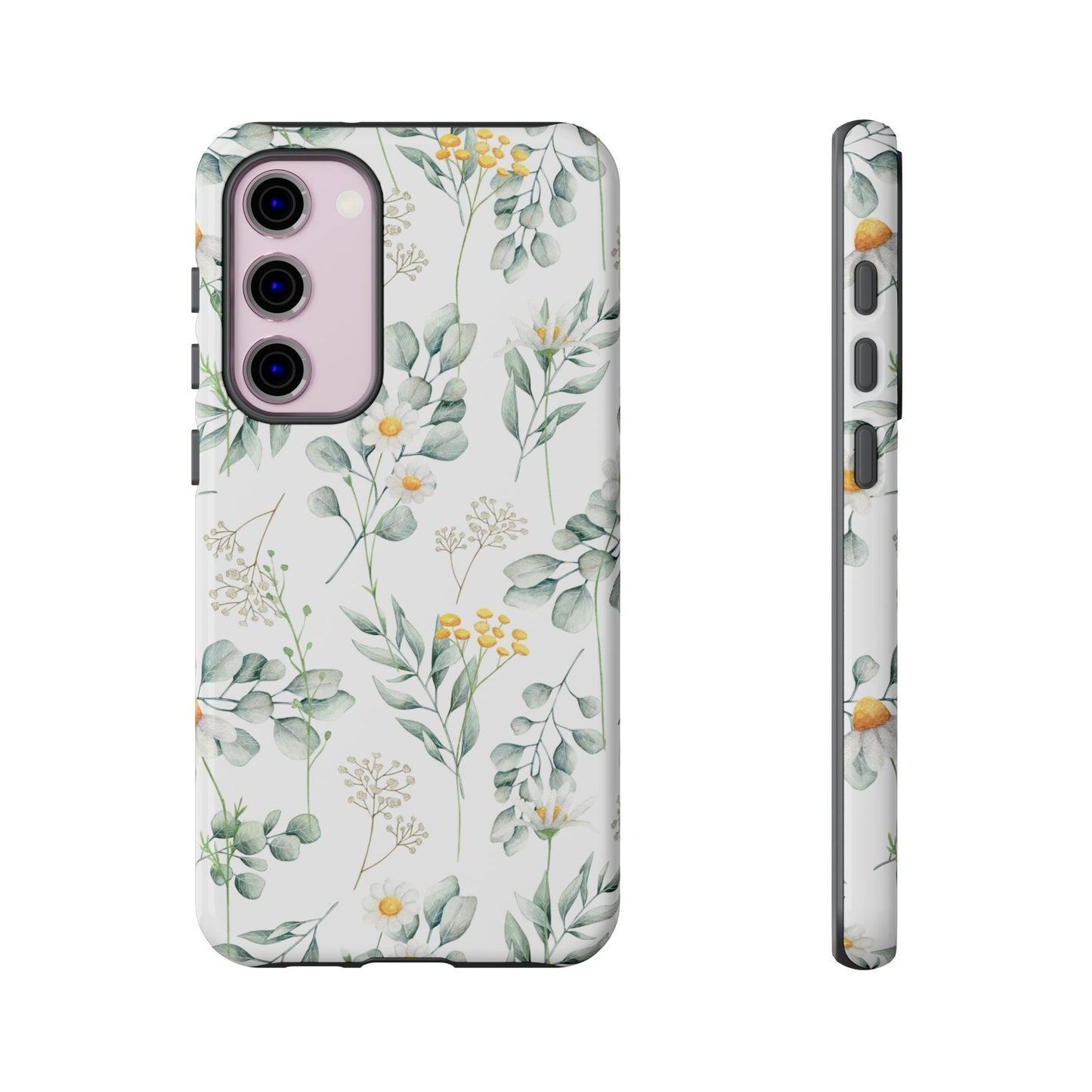 Watercolor Eucalyptus Branches and Daisy Tough Phone Case