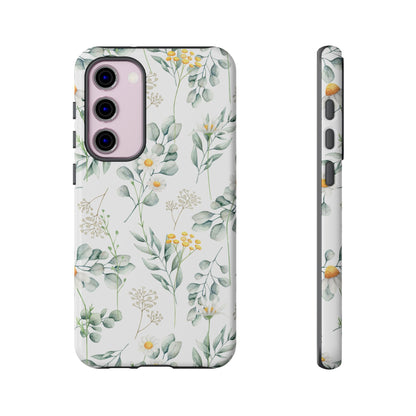 Watercolor Eucalyptus Branches and Daisy Tough Phone Case