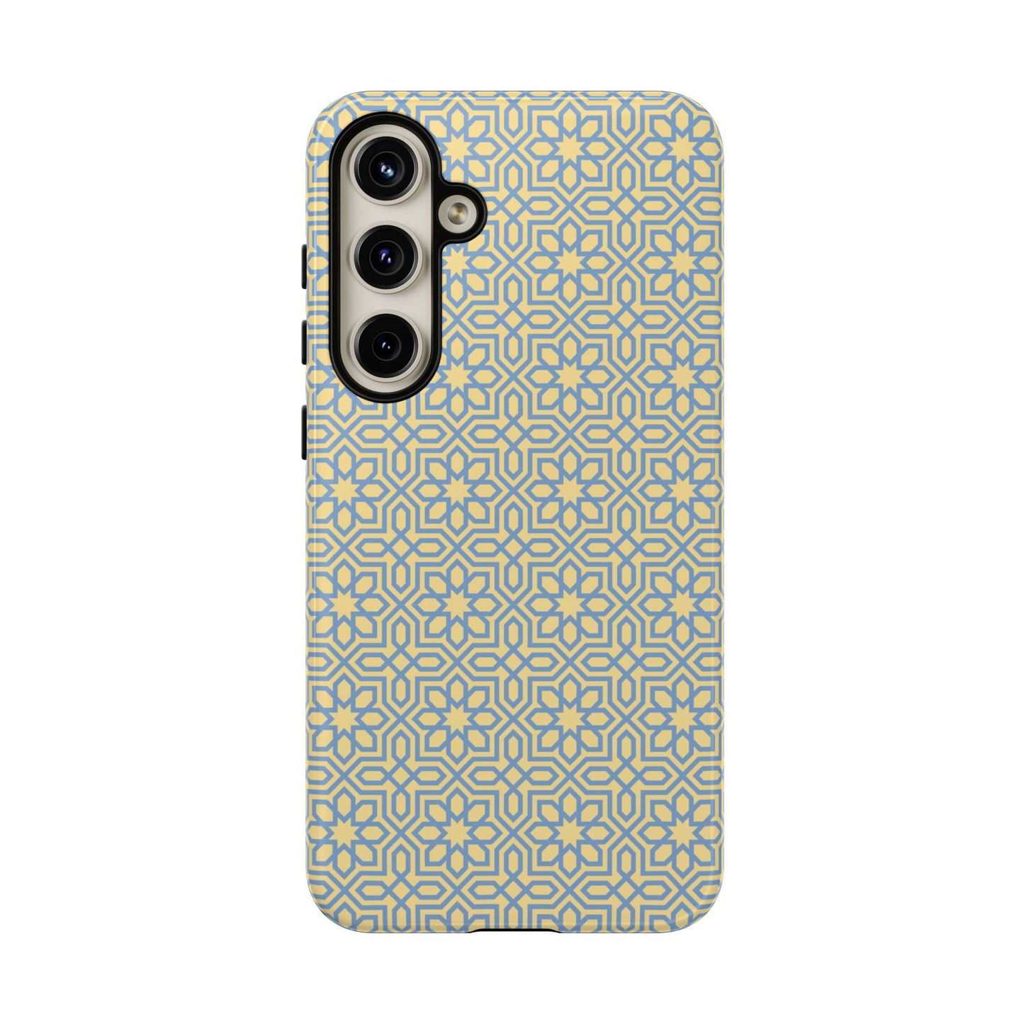 Pastel Yellow & Blue Floral Geometric Tough Phone Case