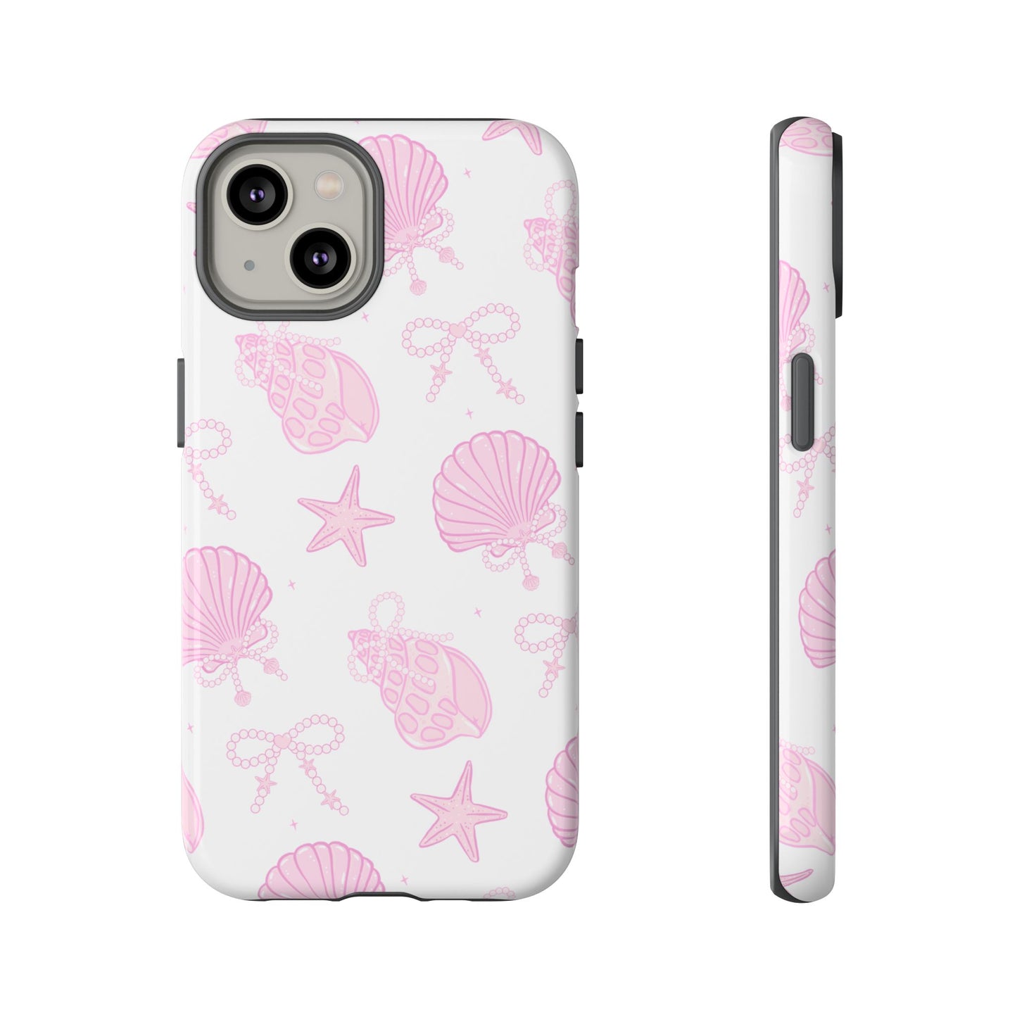 Pink Shell Bow Phone Case, Cute Ocean Inspired Case, Beach Lover Aesthetic Phone Cover, Summer Accessories