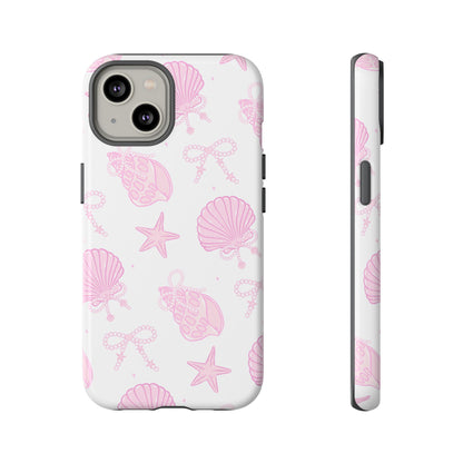 Pink Shell Bow Phone Case, Cute Ocean Inspired Case, Beach Lover Aesthetic Phone Cover, Summer Accessories