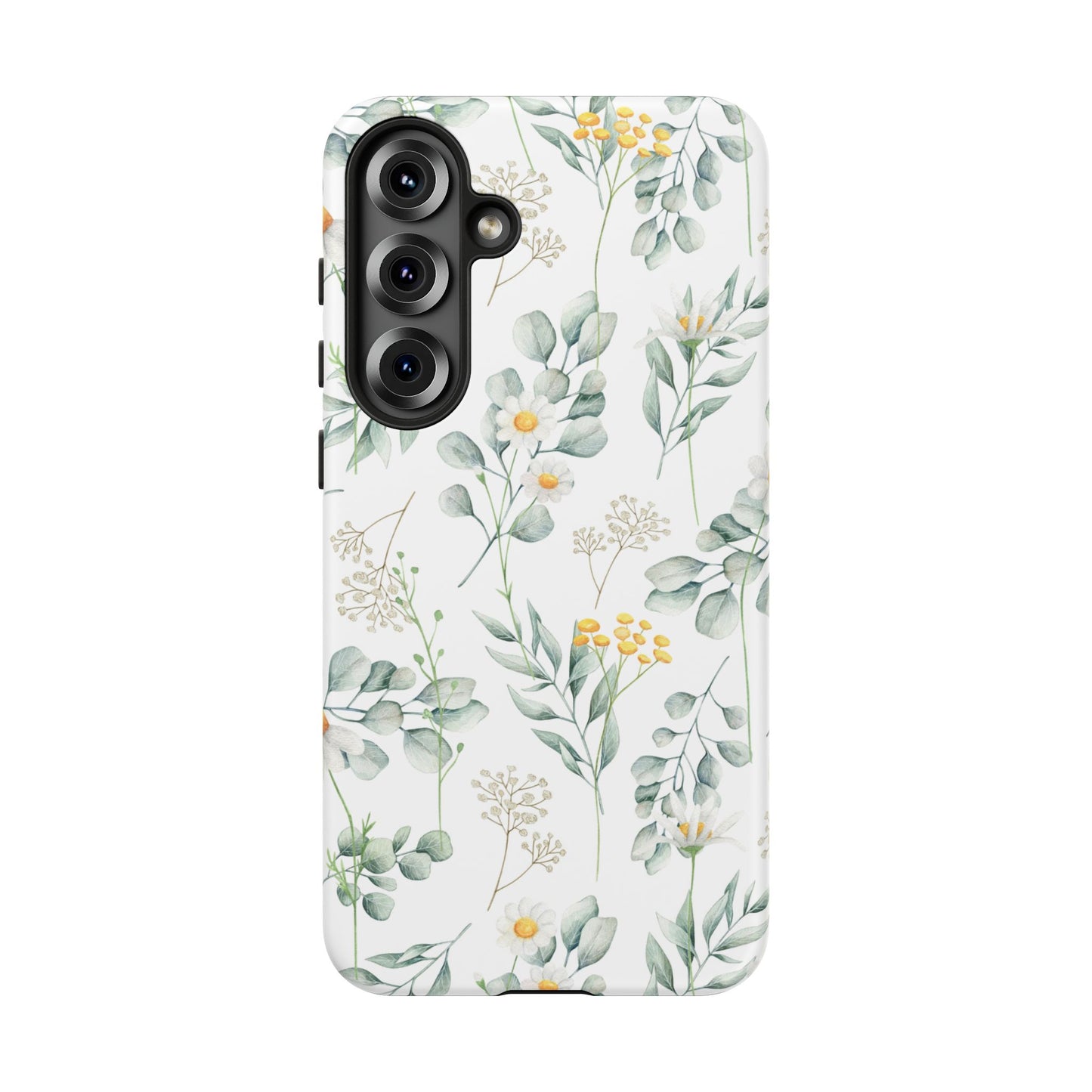 Watercolor Eucalyptus Branches and Daisy Tough Phone Case