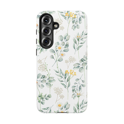 Watercolor Eucalyptus Branches and Daisy Tough Phone Case