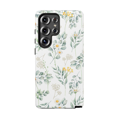 Watercolor Eucalyptus Branches and Daisy Tough Phone Case