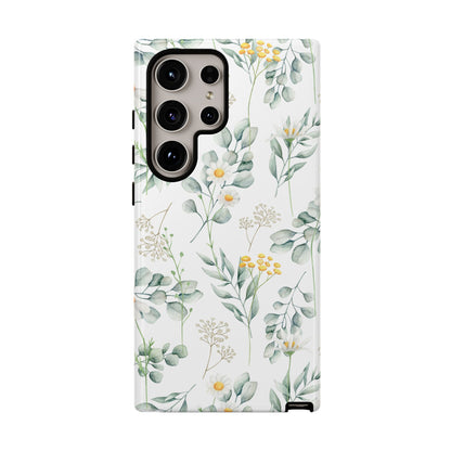 Watercolor Eucalyptus Branches and Daisy Tough Phone Case