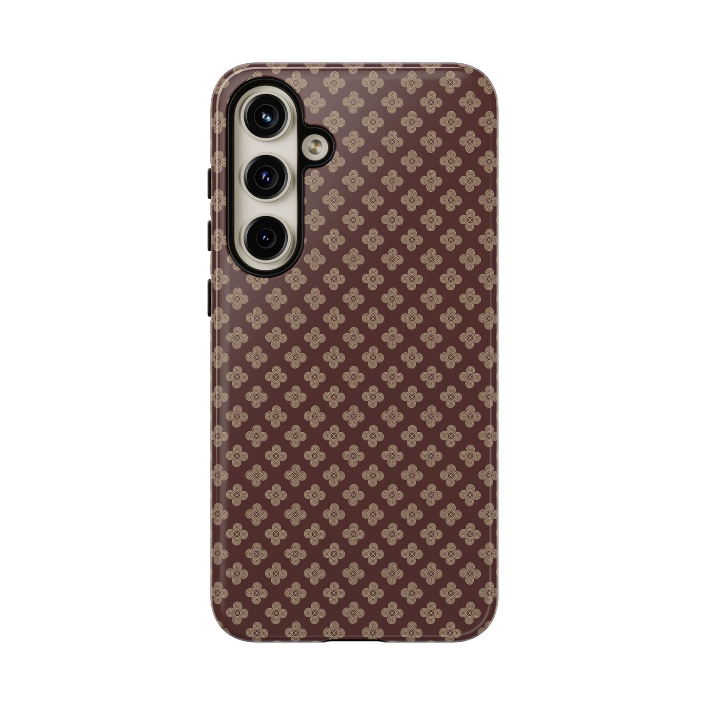 Earthy Brown & Beige Floral Tough Phone Case