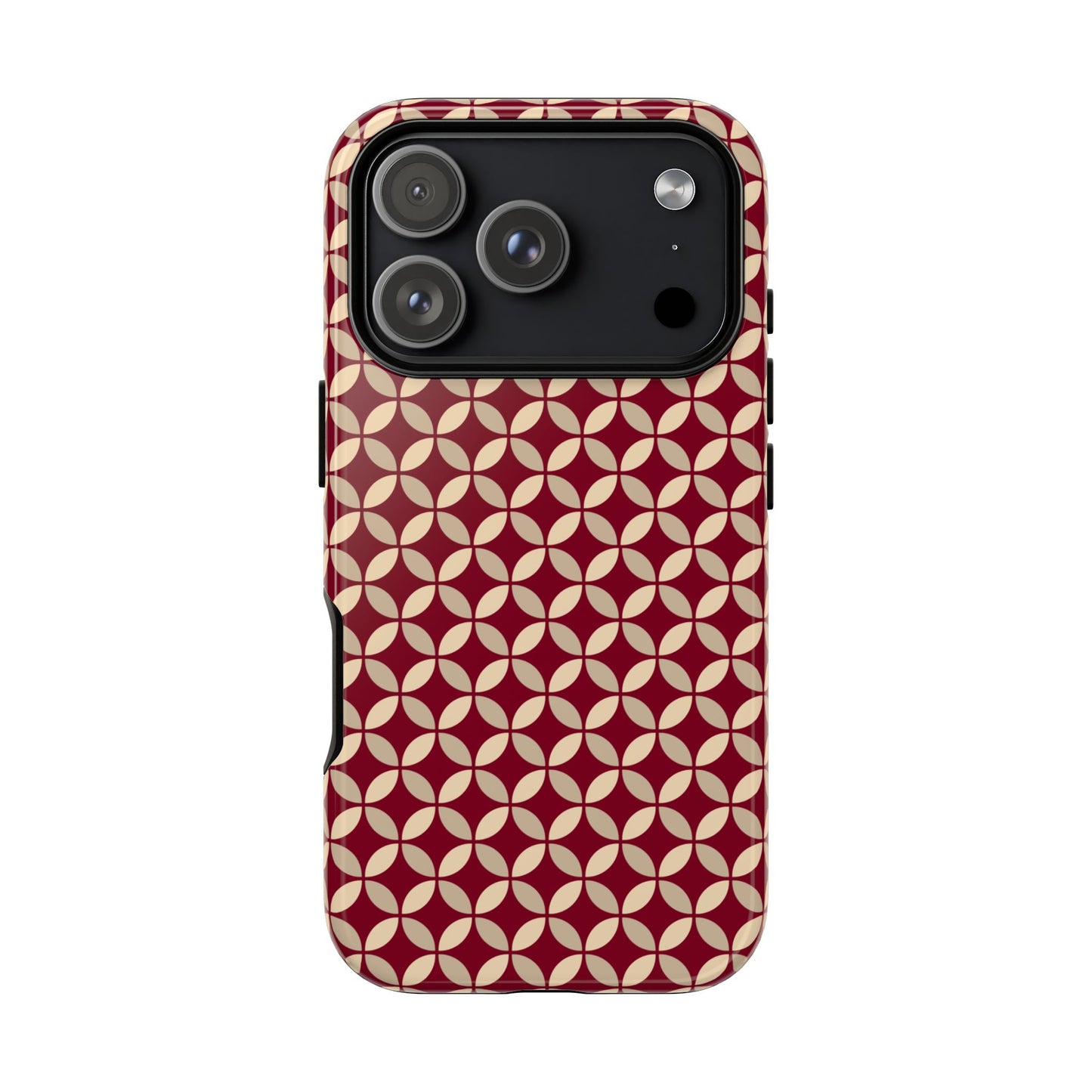 Vintage Geometric Red & Beige Interlocking Pattern Tough Phone Case