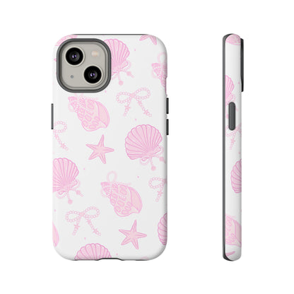Pink Shell Bow Phone Case, Cute Ocean Inspired Case, Beach Lover Aesthetic Phone Cover, Summer Accessories