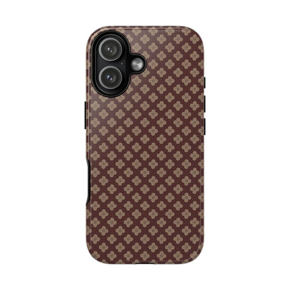 Earthy Brown & Beige Floral Tough Phone Case