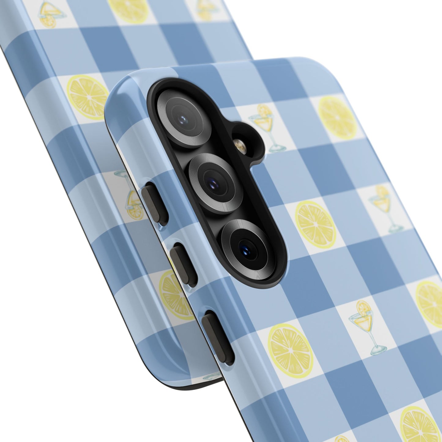 Summer Chic Lemon & Lemonade Aesthetic Gingham Plaid Tough Phone Case