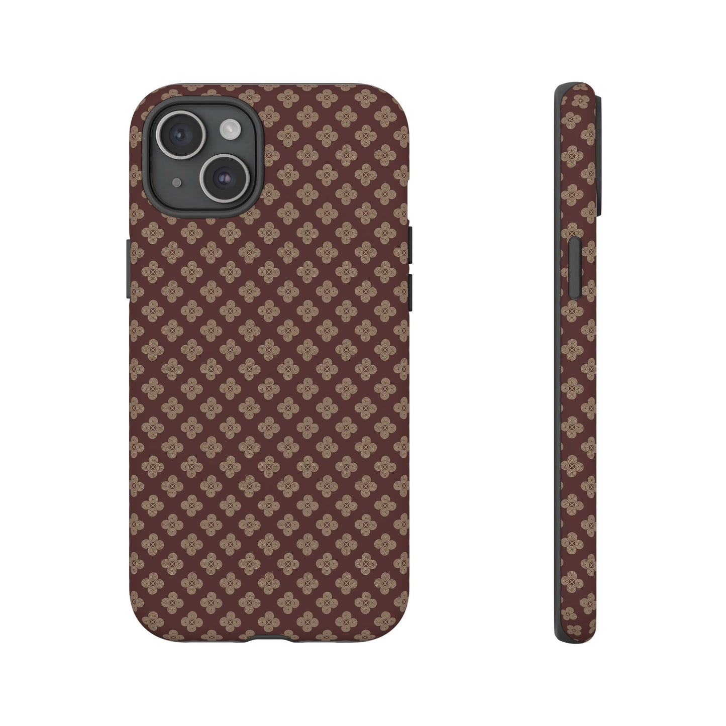 Earthy Brown & Beige Floral Tough Phone Case