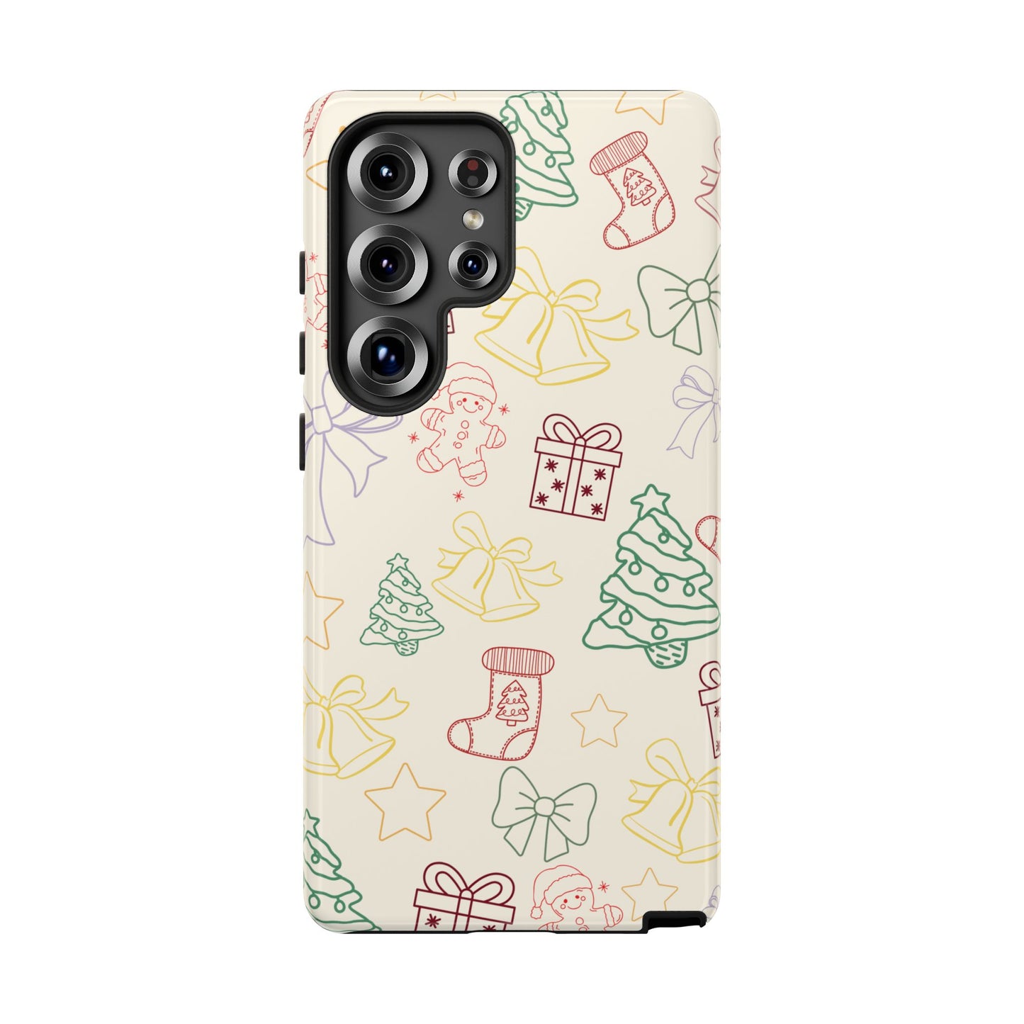 Minimal Christmas Holiday Outline Tough Phone Case