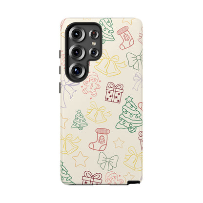 Minimal Christmas Holiday Outline Tough Phone Case