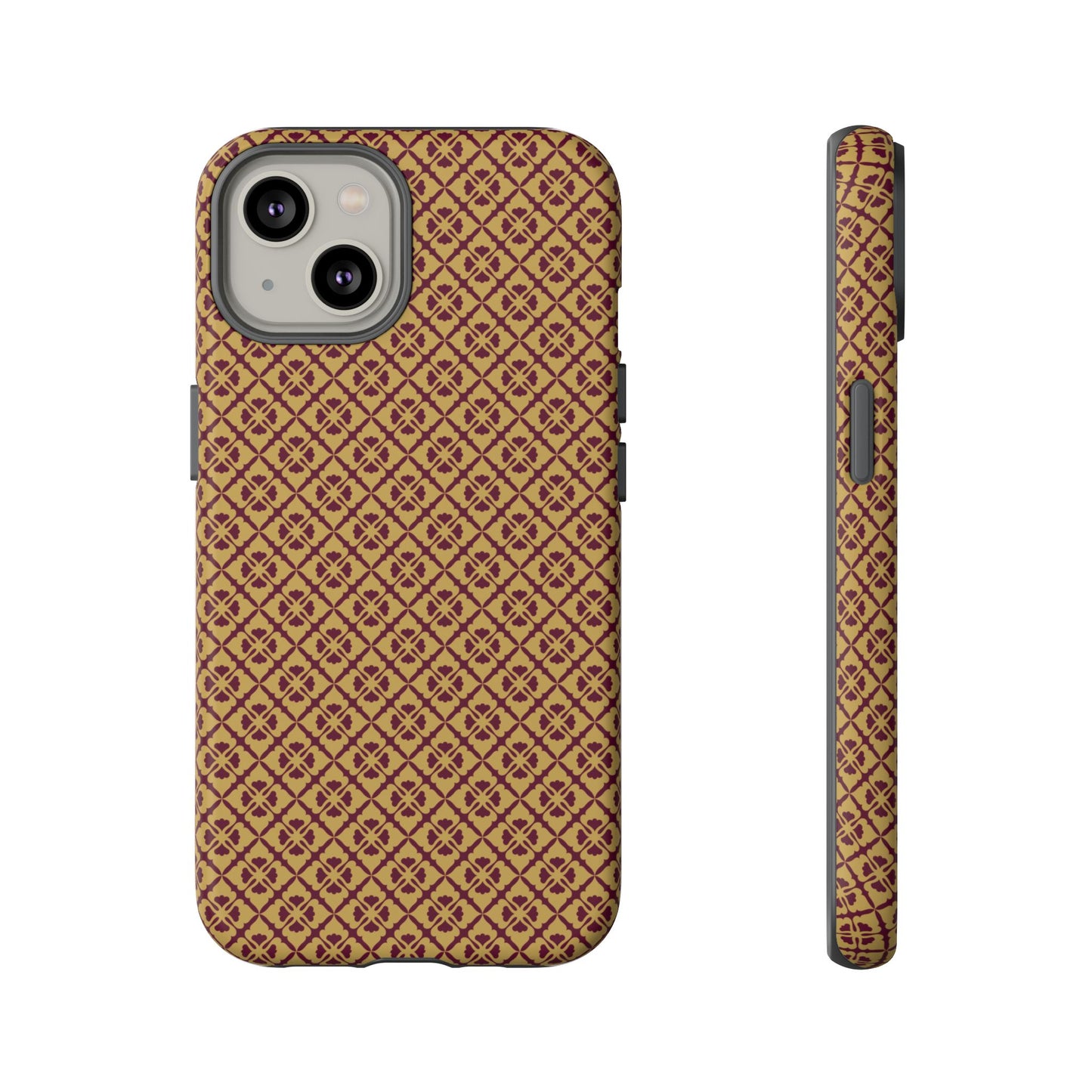Elegant Burgundy & Gold Interlocking Geometric Tough Phone Case