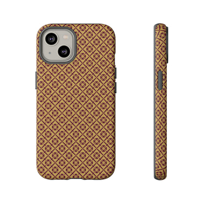 Elegant Burgundy & Gold Interlocking Geometric Tough Phone Case