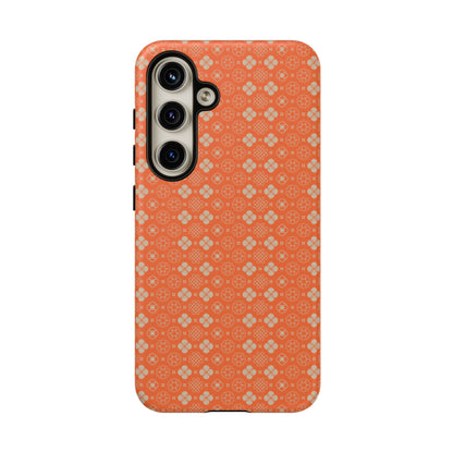 Warm Orange & Beige Japanese Vintage Floral Pattern Tough Phone Case