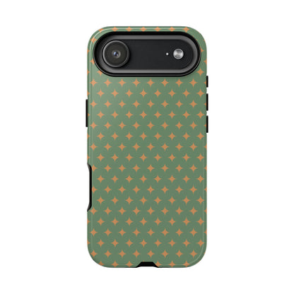 Playful Green & Orange Diamond Pattern Tough Phone Case