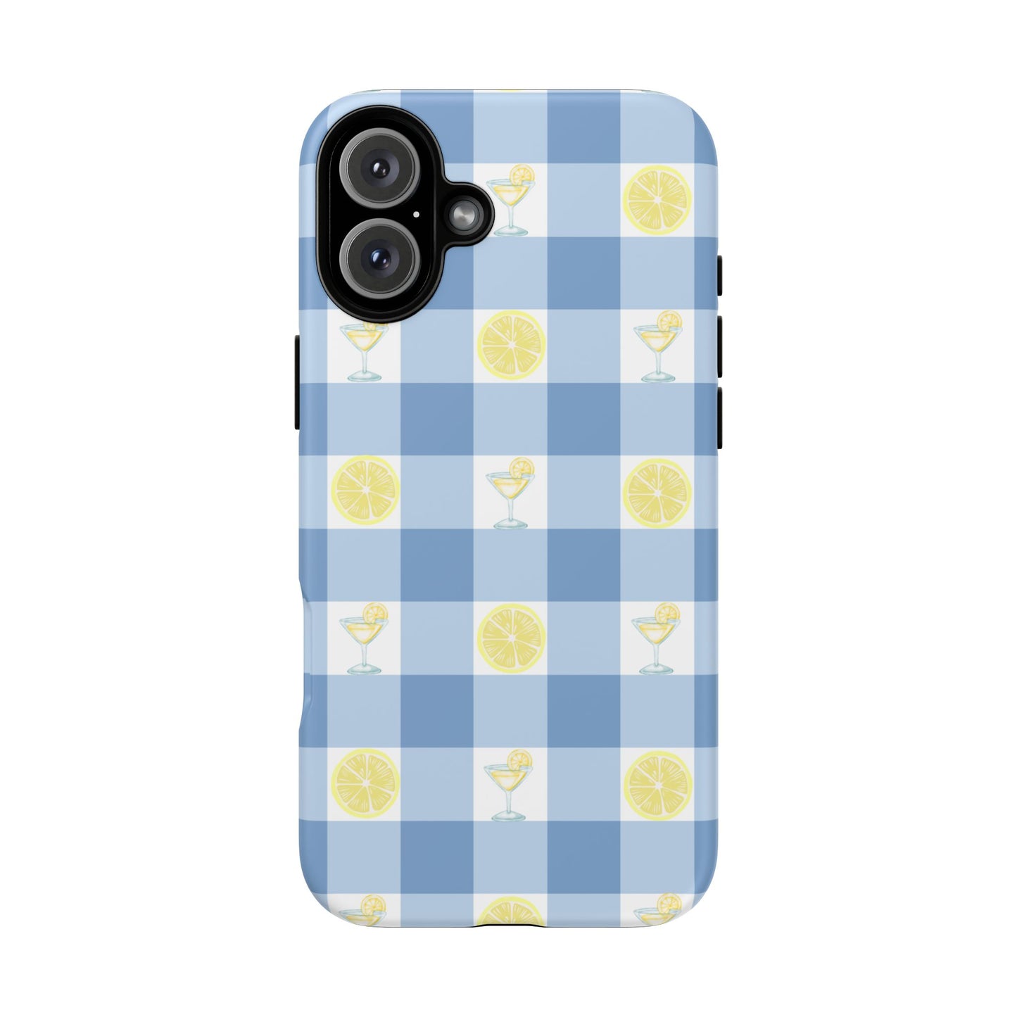 Summer Chic Lemon & Lemonade Aesthetic Gingham Plaid Tough Phone Case