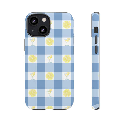 Summer Chic Lemon & Lemonade Aesthetic Gingham Plaid Tough Phone Case