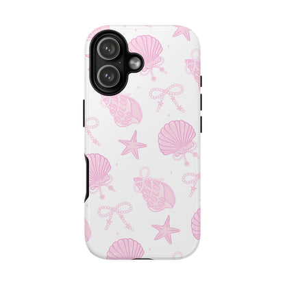 Pink Shell Bow Phone Case, Cute Ocean Inspired Case, Beach Lover Aesthetic Phone Cover, Summer Accessories