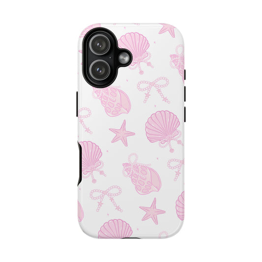 Pink Shell Bow Phone Case, Cute Ocean Inspired Case, Beach Lover Aesthetic Phone Cover, Summer Accessories