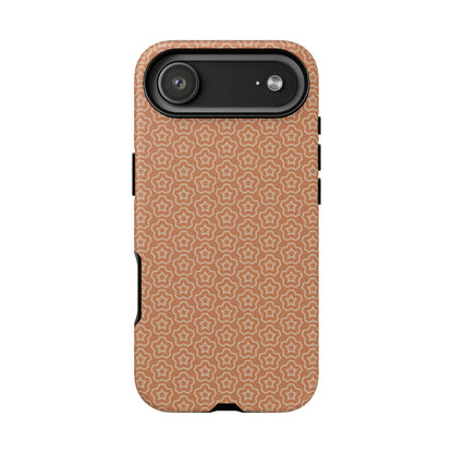 Brown With Light Orange Floral Pattern Tough Phone Case