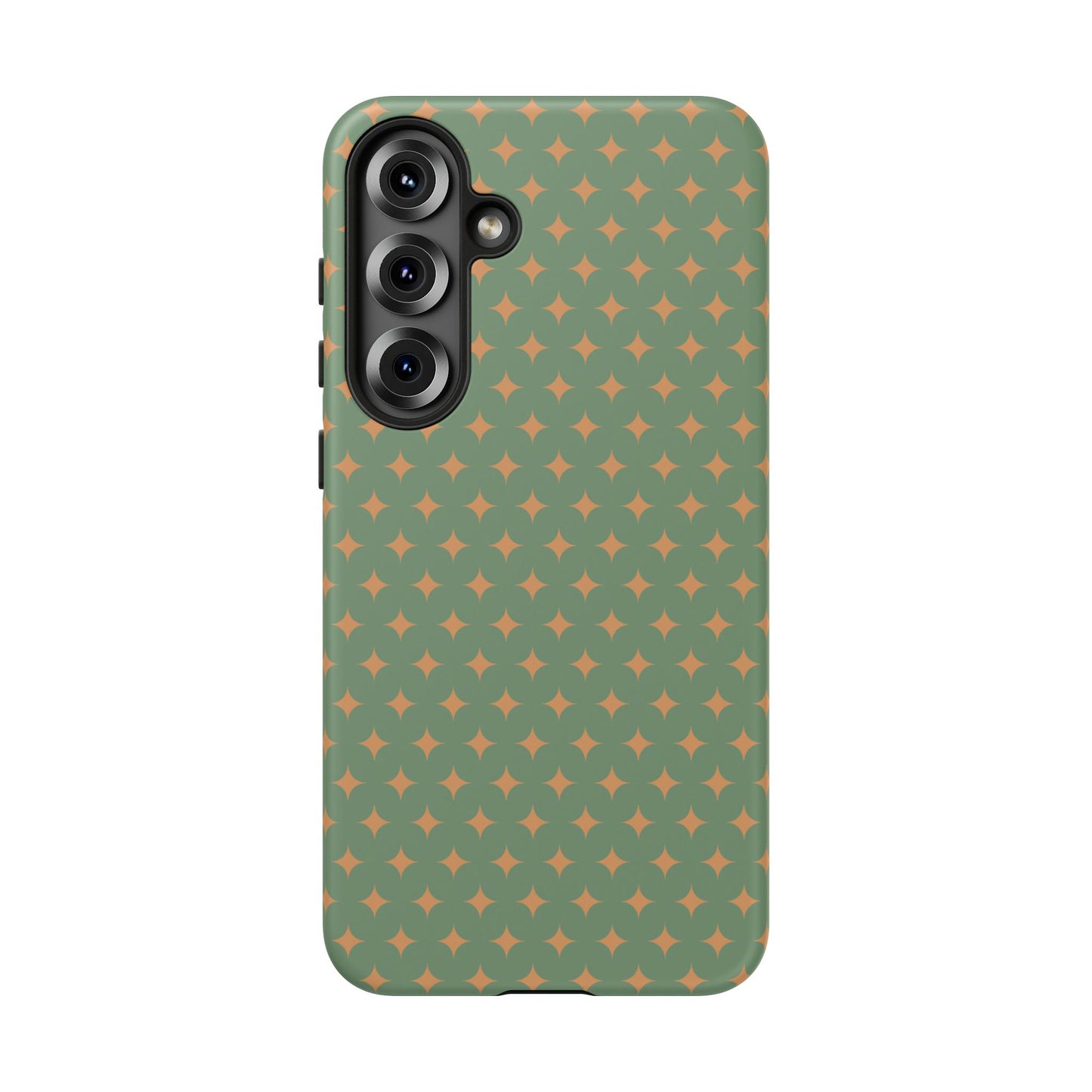 Playful Green & Orange Diamond Pattern Tough Phone Case