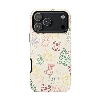 Minimal Christmas Holiday Outline Tough Phone Case