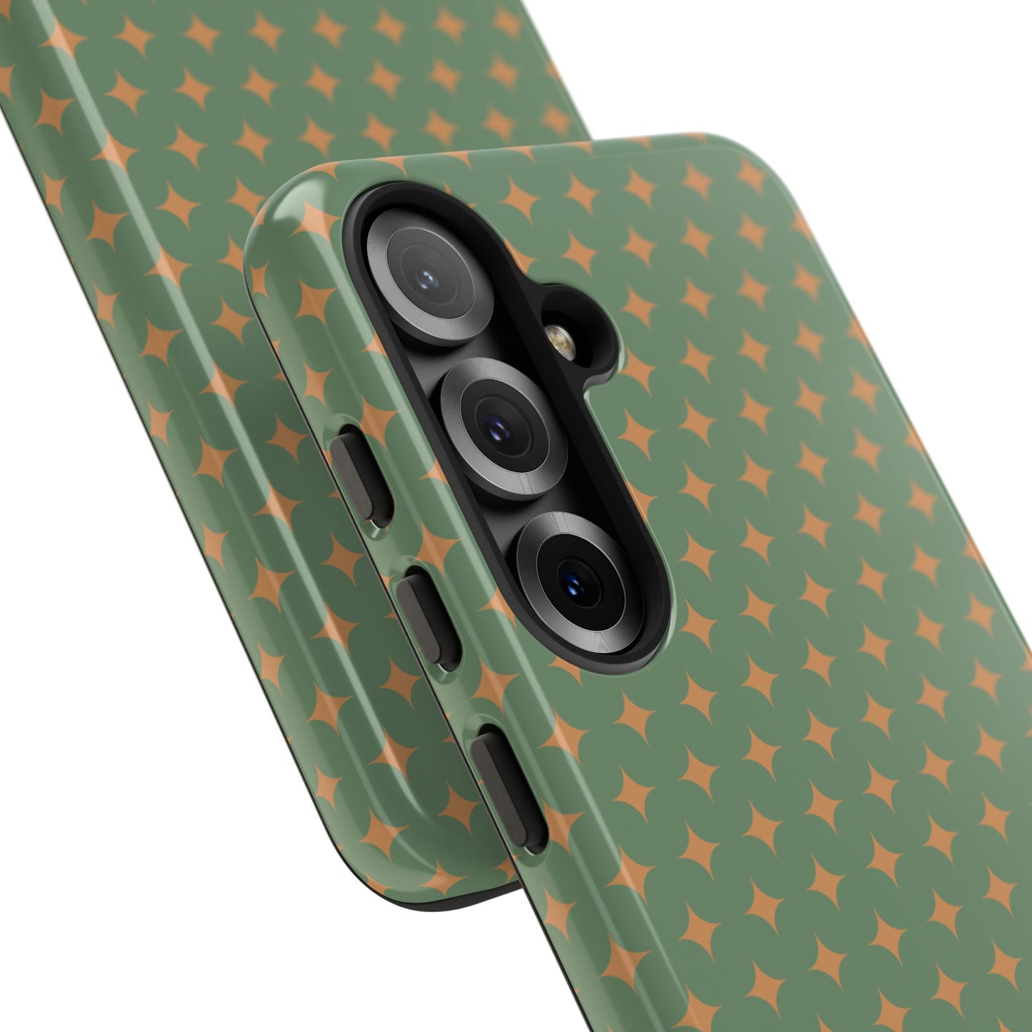 Playful Green & Orange Diamond Pattern Tough Phone Case