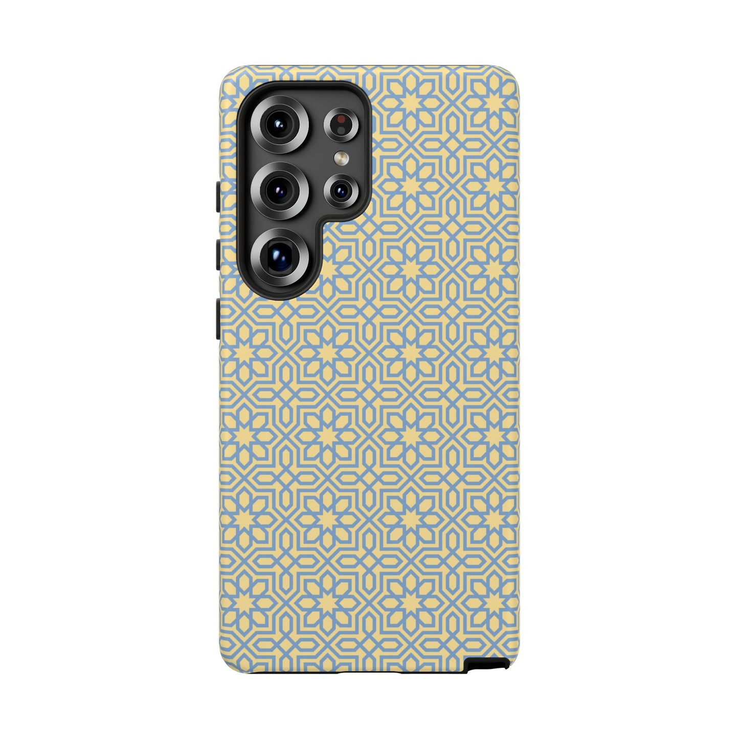 Pastel Yellow & Blue Floral Geometric Tough Phone Case