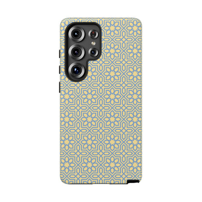 Pastel Yellow & Blue Floral Geometric Tough Phone Case