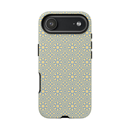 Pastel Yellow & Blue Floral Geometric Tough Phone Case