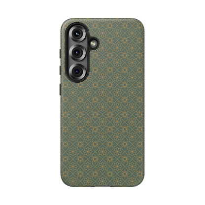 Opulent Dark Green & Gold Vintage Floral Tough Phone Case
