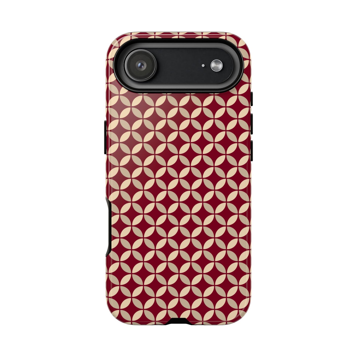 Vintage Geometric Red & Beige Interlocking Pattern Tough Phone Case