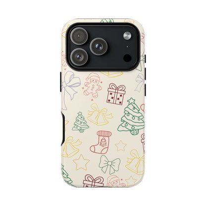 Minimal Christmas Holiday Outline Tough Phone Case