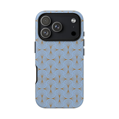 Tranquil Blue & Gold Fan Pattern Tough Phone Case