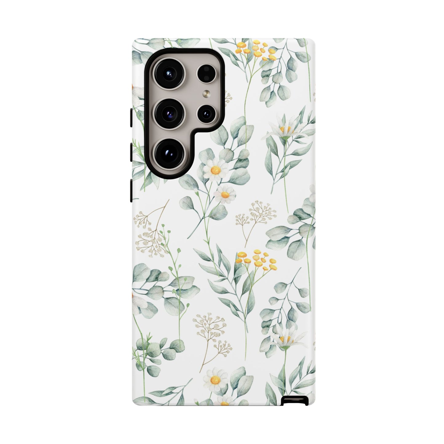 Watercolor Eucalyptus Branches and Daisy Tough Phone Case